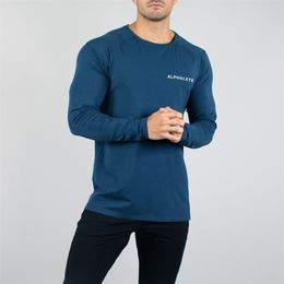 Sportscholen 2024S Mode ALPHALETE Bodybuilding Mode Sportieve Mannen Lange Mouw Fiess Heren Effen Hoge Kwaliteit T-shirts '