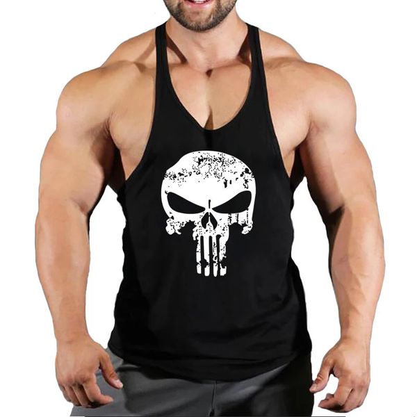 Gyms Works Sans manches chemises Stringer Top Top Men Body Body Body Fitness Mens Vaies Sports Vêtes Muscle Skull Skull Top 240428