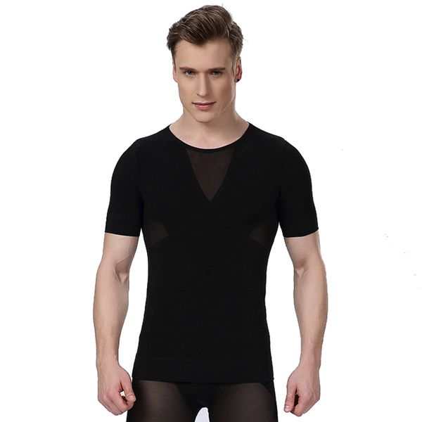 Gynécomastie Shaper t-shirt taille formateur Corsets poitrine liant minceur ventre dos soutien Posture correcteur hommes Shapewear