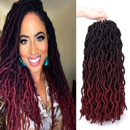 18 pulgadas Gypsy Locs Crochet Hair Ombre Ondulado Goddess Fauxs Extension 24 Strands / Pack Sintético Twist Trenzado de cabello LS18