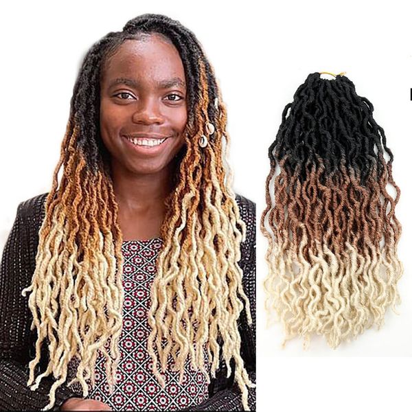 Gypsy Locs Diosa sintética Faux locs Cabello de ganchillo Trenzas suaves Rastas Cabello trenzado torcido rizado para mujeres Negro 24 hebras