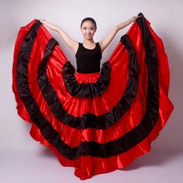 Gypsy Woman Spanish Flamenco Jupe Polyester Satin Smooth Big Swing Carnival Party Bally Dance Dance Costumes Robe