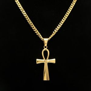 Gyptian Ankh clé charme Hip Hop croix or argent plaqué pendentif colliers pour hommes Top qualité mode fête bijoux cadeau 2015