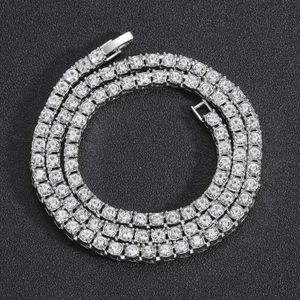 Gzw Sieraden Ketting Hip Hop 3mm 4mm 5mm 6mm Legering Strass een rij tenniskettingen Persoonlijkheid Rock Gemstone Glanzende stenen kraag