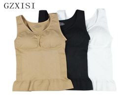 GZXISI Camiseta sin mangas sin hilos para mujer, chaleco moldeador de cuerpo delgado, camisola con almohadillas extraíbles, ropa moldeadora adelgazante, corsé entrenador de cintura 20123134143