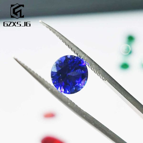GZXSJG Rond 4mm Lab Grown Blue Sapphire Loose Gemstone pour les bijoux personnels Personnaliser la pierre créée pour la vente en gros de bijoux DIY H1015