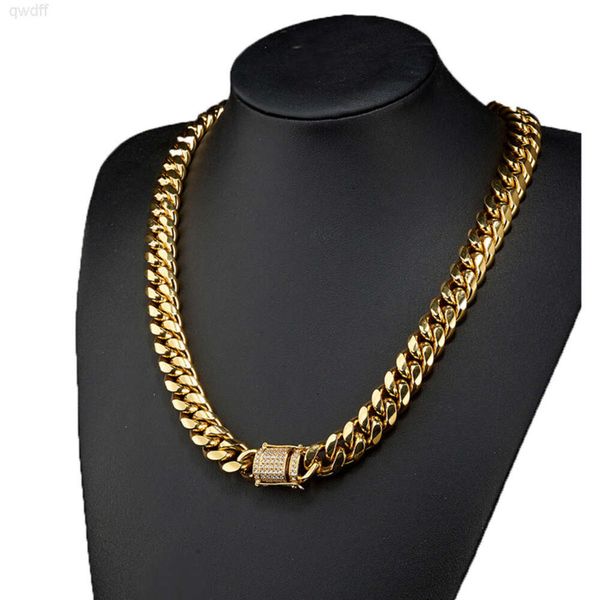 Gzysy bijoux en gros 10mm 20 pouces plaqué or hommes bijoux en acier inoxydable Miami chaîne à maillons cubains Hip Hop collier en acier inoxydable