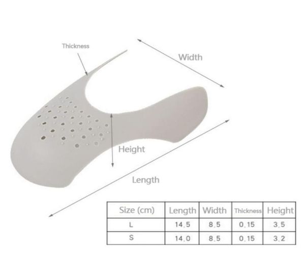 H 1 paire de protections de chaussures, anti-rides, anti-plis, boîte d'orteils, diminution contre la moitié avant de la semelle intérieure8781014