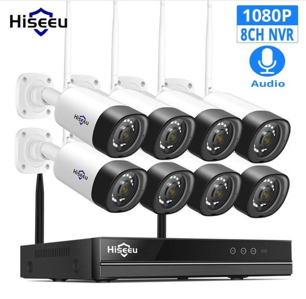 H.265 kits 3MP 8CH Audio sans fil CCTV sécurité système de caméra IP extérieure Kit NVR 2MP 1080P 1T 3T HDD App View Hiseeu