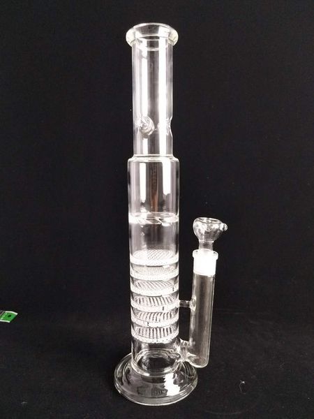 ALTO:41CM PROFUNDIDAD:6CM. Bong de vidrio Handy Water Pipe 7 Layer 18mm Joint Glass Bowl Portable, filtro de panal de vidrio colorido,