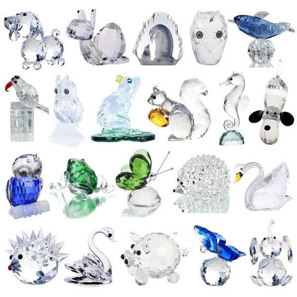 HD 18 styles cristal figurines d'animaux collection coupe verre ornement statue collection cadeau décor à la maison faveurs de mariage 211105