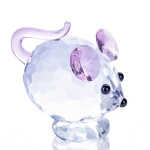 HD Pink Muis Tiny Crystal Beeldjes Clear Mini Glass Art Pet Animals Collectible Gift Home Decor Bruiloft Gunsten voor gasten T200703