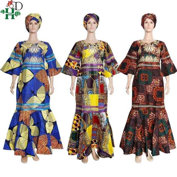 HD Robe Cire Africain Femme Ankara Maxi Robes Mode Nigériane Dashiki Dames Vêtements Robe Élégante Femmes Pour La Fête De Mariage 210408