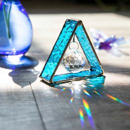 HD-gebrandschilderd glas statief beeldje regenboog maker kristallen bol prisma's raam opknoping suncatcher papiergewicht voor home decor 210804