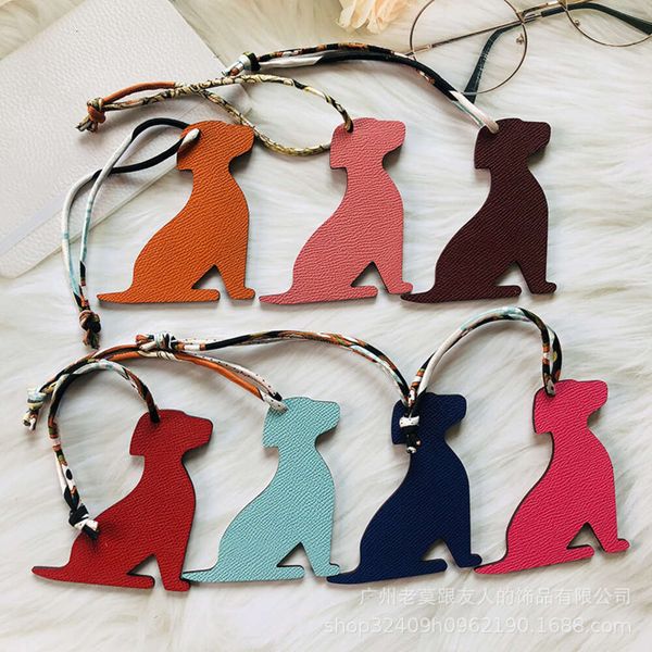 H famille assis chien sac peau de vache double face couleur contraste pendentif voiture porte-clés Kelly sac pendentif