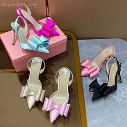 HH Sandal Le Cadeau Cystal Bow Slingback Pompes Talon Aiguille Satin Mode Bouts Pointus Paty Dess Designe Chaussures De Soirée Factoy