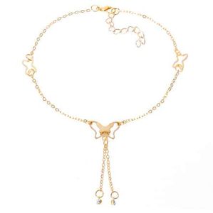 H: Hyde Butterfly Anklet Hanger Tassel Rhinestone Enkelband Strand Voetketting Voor Vrouwen Meisje Charms Barefoot Sandals Sieraden