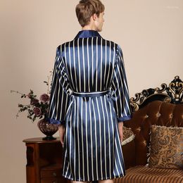 H mannen Nachtkleding Zijde Satijn Kimono Robe 5XL Lange Mouw Badjas Oversized Nachtjapon Zomer Thuis Kleding Homewear