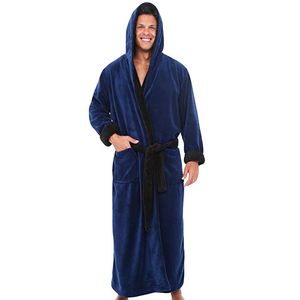 H Mannen Winter Extra Badjas Heren Warm Flanel Lange Kimono Badjas Jas Mannelijke Badjassen Nacht Kamerjas Thuis kleding 45B1604879