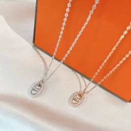 H ketting voor dames designer koppel diamant 925 zilver verguld 18K T0P geavanceerde materialen officiële reproducties kristal merk designer premium geschenken 011A