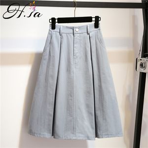 H.sa primavera verano mujeres faldas Jupe estilo coreano largo Split mujer alta cintura elástica elegante falda botón faldas 210417