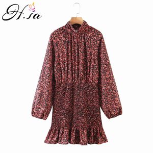 H.SA Femmes Robe Floral Imprimer Plus Taille Rétro Haute Taille Élastique À Manches Longues Casual Robe De Sirène Robes 210417