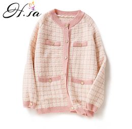 H.SA Vrouwen Elegante Trui Vesten Oneck Retro Vintage Knit Jassen Zwart Wit Plaid Lange Vesten Losse Tops Winterjas CJ191220