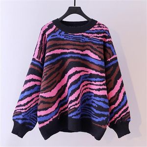 H.SA Dames Trui en Pullovers Zebra Gedrukt Onregelmatige Knit Pull Femme Koreaanse Mode Dames Winterspringers 210417