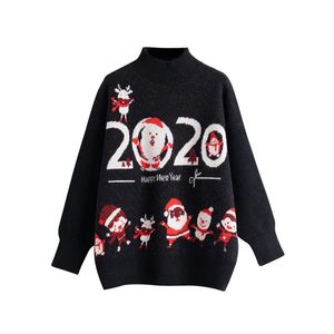 H.SA Femmes Pull Rouge Pulls Oneck Noël Homme Pull Jumpers Surdimensionné Tops Lâches Cartton Knit 210417