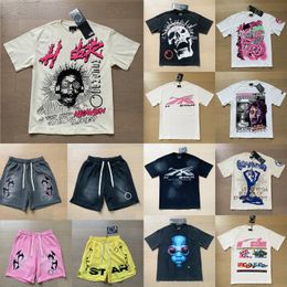 H-ster Shirt en shorts Designer Shirts Men Studios T-shirt T-stukken Rapper Wash unisex korte mouw t-shirt tops high street retro dames t-shirt ons s-xl