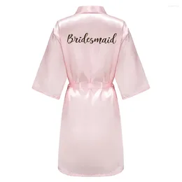 H Women's Slembearwear Pink Kimono Satin Femme Bataille de mariage Sœur mère de la mariée Bride Bridesmaid Robes