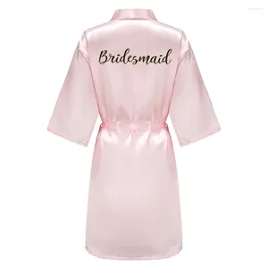 H Women's Slembearwear Pink Kimono Satin Femme Bataille de mariage Sœur mère de la mariée Bride Bridesmaid Robes