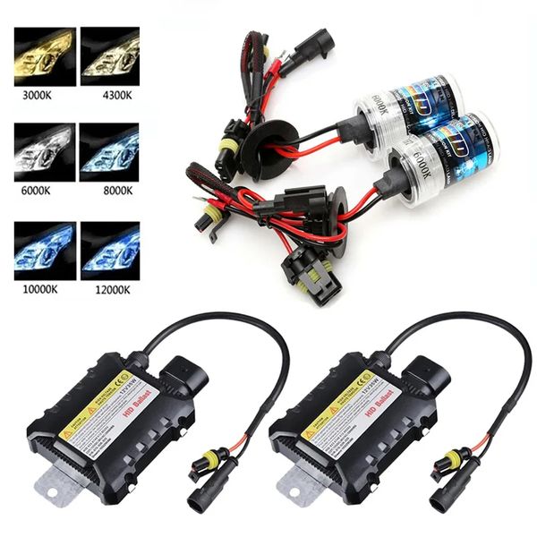 H1 H3 Hid Phitlight Bulbes 12V 4300K 6000K 8000K 12000K Super Bright Xenon Hid Bulbe avec 55W DC Slim Hid Ballast