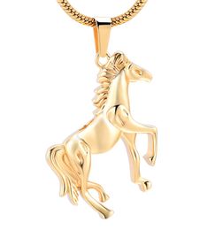 H10072 Gold en acier inoxydable Running Horse Cremation Memorial Pendentif For Ashes Urn Collier KeepSake for Men Jewelry3728177