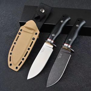 H1225 T8 Survival Straight Couteau DC53 Satin / Stone Wash Drop Point Point G10 / Acier Handle Handle de camping extérieur Couteaux à lame fixe avec kydex