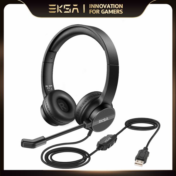 H12E casque de bureau sur l'oreille USB filaire casque d'ordinateur avec Microphone ENC Center d'appel casque Gamer pour PC portable Skype