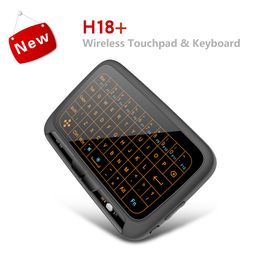 Mini clavier Air Mouse sans fil H18 Plus, plein écran tactile 2.4GHz, pavé tactile QWERTY avec fonction de rétroéclairage, pour Smart TV PS3