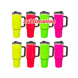 H2.0 30 oz 40oz exhabester gobelet aspirateur isolée à double paroi à double paroi de grande capacité tasses avec poignée et paille pour la sublimation 20pcs / boîtier