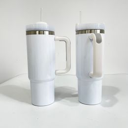H2.0 30 oz sublimación en blanco vaso aislado de doble pared blanco brillante tazas de viaje de acero inoxidable tazas botella para beber con tapa y pajita, se vende por caja