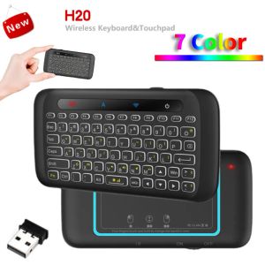 H20 Mini clavier sans fil 2,4 Ghz rétroéclairage pavé tactile Air Mouse télécommande inclinée IR pour X96 H96 T95 Mecool Andorid Box Smart TV Windows