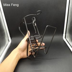 H247 Retro Brain Teaser IQ Metal Wire Magic Ring Puzzle Wine Bottle Holder Game Toy Gadget8592662