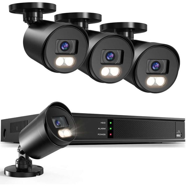H265 Wired Security Camera System 8ch 5MP CCTV DVR, 4x 1080p Bullet Camera Outdoor Hometralofroofing Home Security Cameras avec une vision nocturne de 100 pieds, accès à distance
