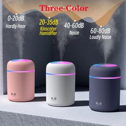 H2O draagbare mini -luchtbevochtiger USB aroma diffuser met koele mist 300 ml voor thuis slaapkamerautosplanten Purifier HumiFerador Three Color