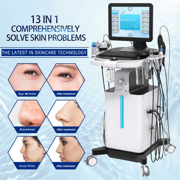 H2O2 jet peel eau oxygène hydrafacy nettoyage en profondeur galvanique hydro machine faciale analyseur de peau lifting oxygène hydro machine de dermabrasion faciale avec ordinateur