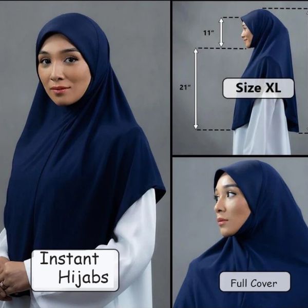 H305 plaine XL taille hijab musulman avec partie menton qualité supérieure taille supplémentaire amira tirer sur écharpe islamique vendre foulard 240301