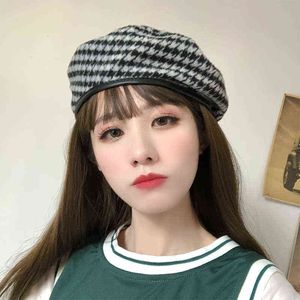 H3541 Rétro Femmes Béret Chapeau Mode Coréenne Automne Hiver Femme Peintre Cap Plaid Casual Shopping Haute Qualité Vintage Fille Casquettes J220722