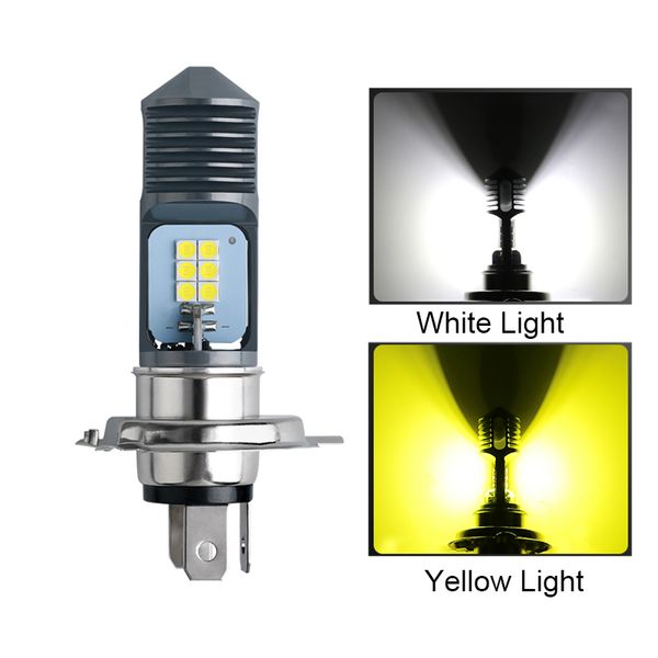 Ampoules de phares de Moto H4 BA20D LED 6000k, faisceau Hi/lo 3030 12SMD, accessoires de Scooter ATV, feu antibrouillard jaune blanc 12V