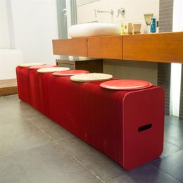 H42cm x L300cm Innovation Furniture Pop - Smart Bench Indoor Universele waterdichte accordeonstijl Kraft draagbare bank voor 6 zitplaatsen 327u