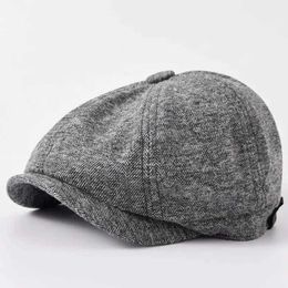 H4ja Berets Old Men Big Taille Octogonal Hat Loison Ivy Chapeaux Adult Newsboy Cap Big Head Men Plus Taille Beret 56-58CM 58-60CM 60-63CM D24418