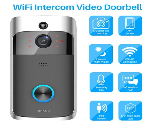H6 sonnette de maison intelligente avec caméra 1080P vidéo WiFi téléphone sonnette de porte appartements alarme IR interphone sans fil sécurité IP Cam6320777